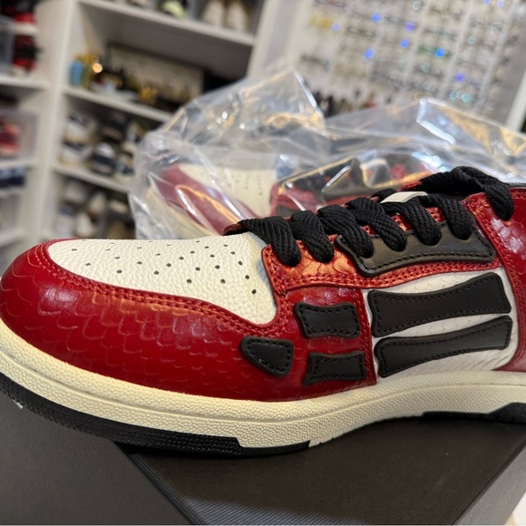 AMIRI Snake Skeleton Red and Black Men's Sneakers - Size 15 - Picture 7 of 11